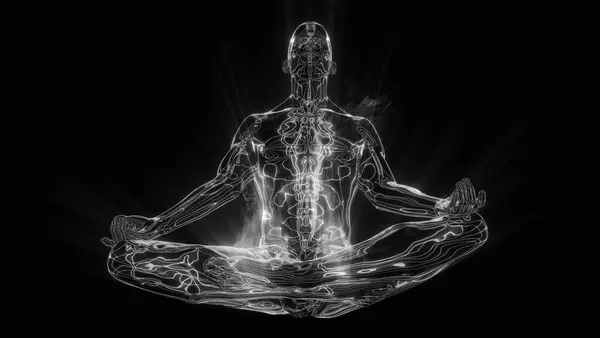 İnsan enerji alanlarını gösteren meditasyon figürü.