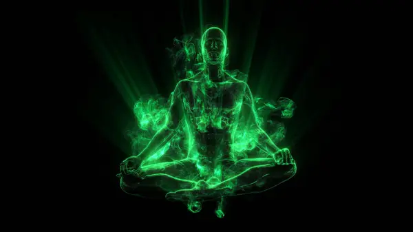 İnsan enerji alanlarını gösteren meditasyon figürü.