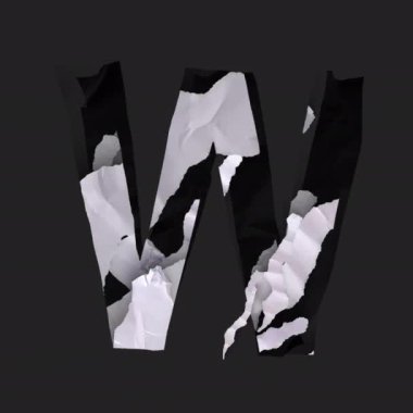 Bir dur kare hareketi canlandırma biçimi kağıt parçalanmış harf W.