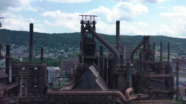 Stary Zakład Produkcyjny Betlejem Steel Betlejem Główne Stalowe Stosy Które — Wideo stockowe