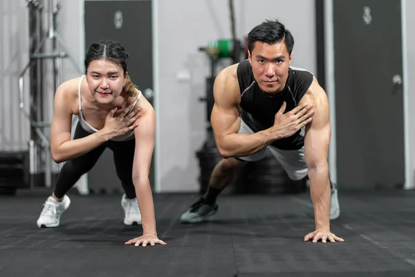 Asian Men Women Have Strong Body Good Health Love Exercise — Stock Photo, Image