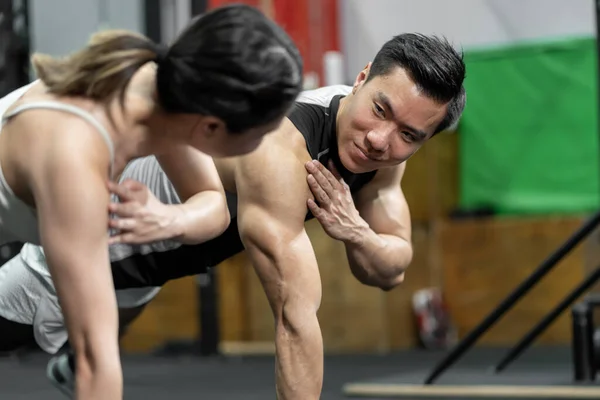 Asian Men Women Have Strong Body Good Health Love Exercise — Stock Photo, Image