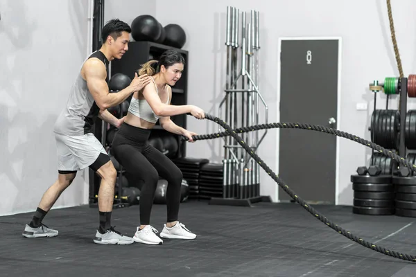 Asian Men Women Have Strong Body Good Health Love Exercise — Stok fotoğraf