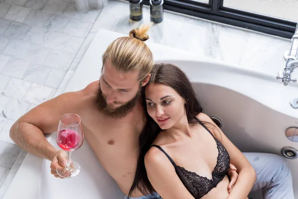 Couples Having Fun Together Home Having Sex Bedroom Bathroom Home — Stock Photo, Image
