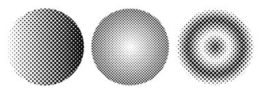 Beyaz arkaplan vektöründe izole edilmiş pop sanatları çizgi roman tarzı gri daire yarım ton. Monokrom baskı radyosu. Noktalı çizim. Soyut vektör yarım ton arkaplan. Nokta spreyi derecelendirme vektörü