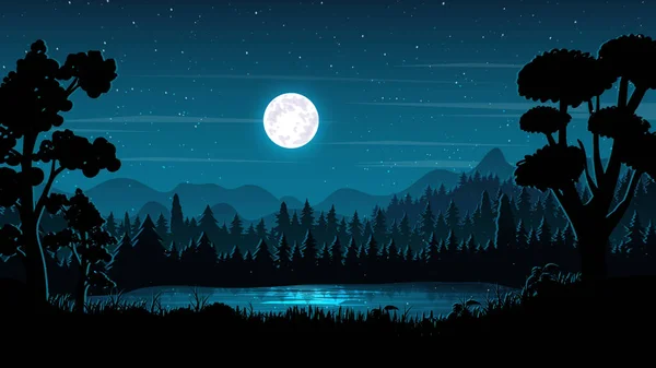 Góry Noc Krajobraz Tapety Wektor Jezioro Widok — Zdjęcie stockowe