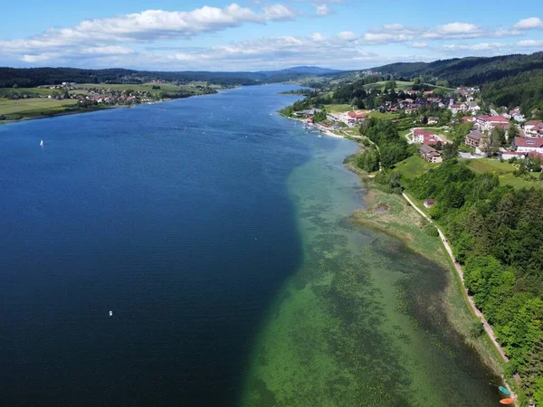 Drone Foto Lago Saint Point Lac Saint Point Giura Francia — Foto Stock