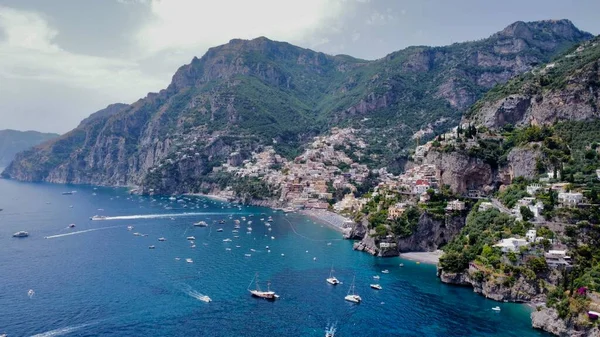 Drönare Foto Positano Amalfikusten Italien Europa — Stockfoto