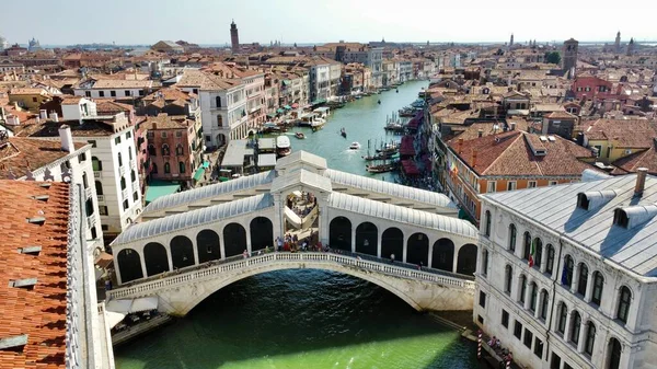 Drone Photo Γέφυρα Rialto Βενετία Ιταλία Ευρώπη — Φωτογραφία Αρχείου
