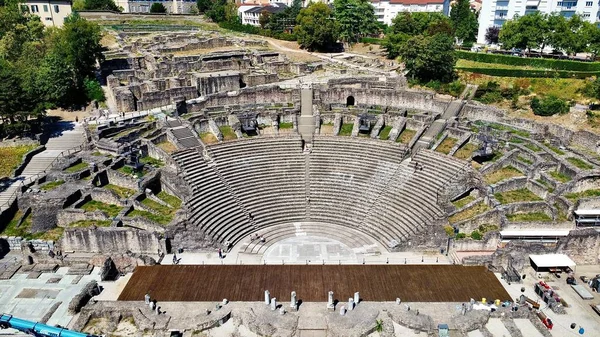 Drohnenfotos Gallo Römisches Amphitheater Von Lyon Fourviere Lyon Frankreich Europa — Stockfoto