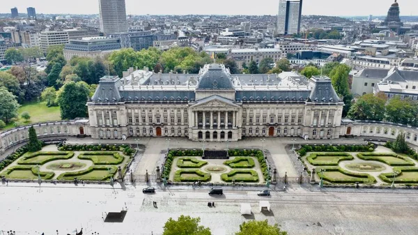 Drohnenfoto Brussels Palace Koninklijk Paleis Van Brussel Brussels Belgien Europa — Stockfoto