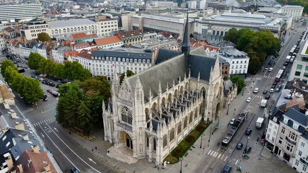 Drone Foto Chiesa Notre Dame Des Victoires Sablon Onze Lieve — Foto Stock