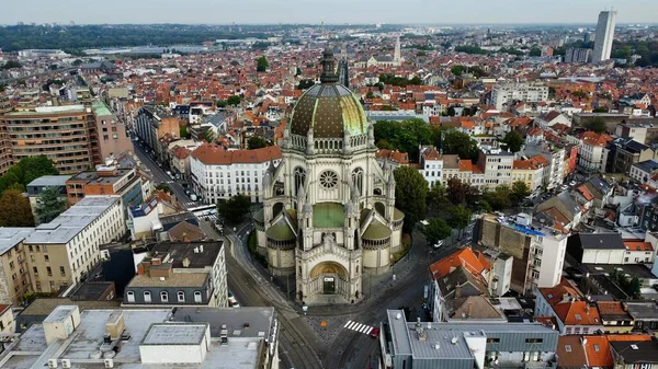 Drone Foto Sainte Marie Schaerbeek Igreja Real Bruxelas Bélgica Europa — Fotografia de Stock
