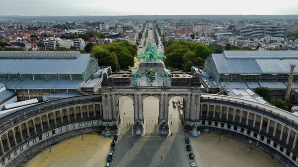 Foto Del Dron Cinquantenaire Monumento Bruselas Bélgica Europa —  Fotos de Stock
