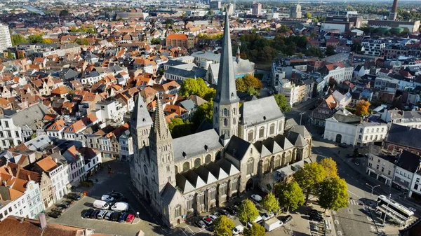Фото Беспилотника Saint Jacques Church Sint Jacobskerk Ghent Belgium Europe — стоковое фото