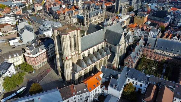 Drone Foto Chiesa San Michele Sint Michielskerk Gand Belgium Europe — Foto Stock