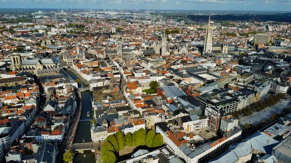 Drönarfoto Gent Belgien Europa — Stockfoto