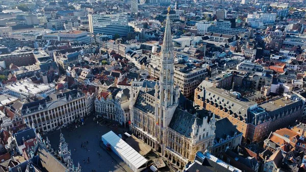 Drone Foto Grand Place Grote Markt Bruxelles Belgio Europa — Foto Stock