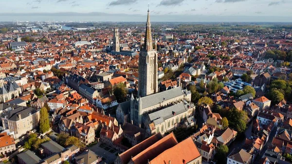 Drone Foto Chiesa Nostra Signora Bruges Onze Lieve Vrouwekerk Bruges — Foto Stock