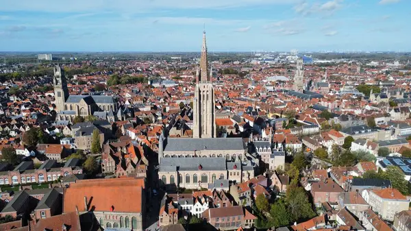 Drone Photo Kostel Panny Marie Bruggy Onze Lieve Vrouwekerk Bruges — Stock fotografie
