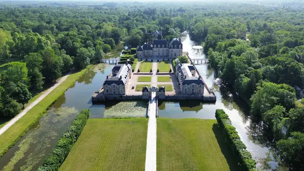 Drohne Foto Schloss Von Ferte Saint Aubin Frankreich Europa — Stockfoto