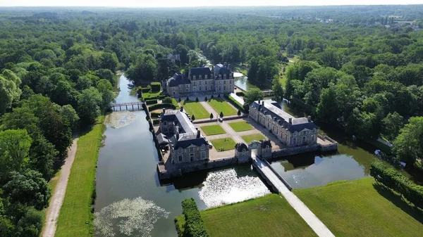 Drohne Foto Schloss Von Ferte Saint Aubin Frankreich Europa — Stockfoto