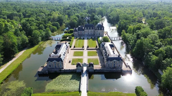 Drohnenfotos Schloss Ferte Saint Aubin Chateau Ferte Saint Aubin Frankreich — Stockfoto