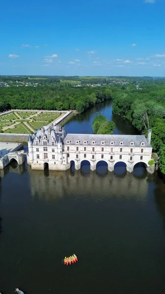 Drone Photo Chenonceau Castle Chateau Chenonceau France Europe — Stock Photo, Image
