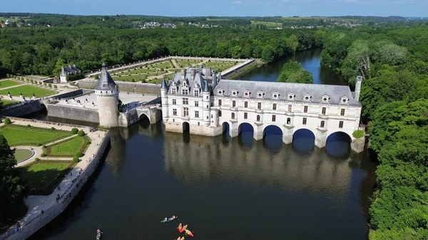 Drone Foto Chenonceau Kasteel Chateau Chenonceau Frankrijk Europa — Stockfoto