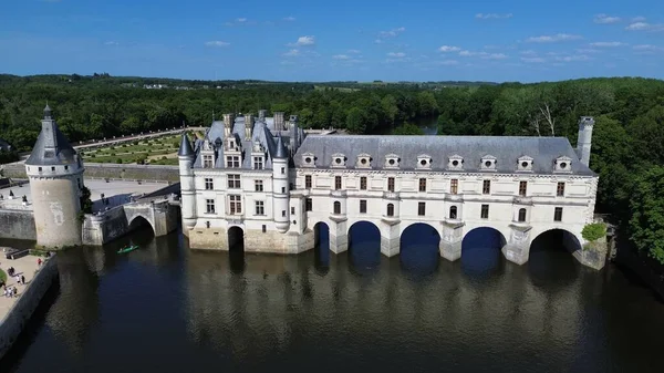 Drohne Fotoschloss Von Chenonceaux Chateau Chenonceaux Frankreich Europa — Stockfoto