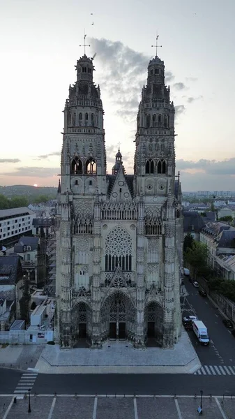 Drone Foto Cattedrale Saint Gatien Cattedrale Saint Gatien Tours Francia — Foto Stock