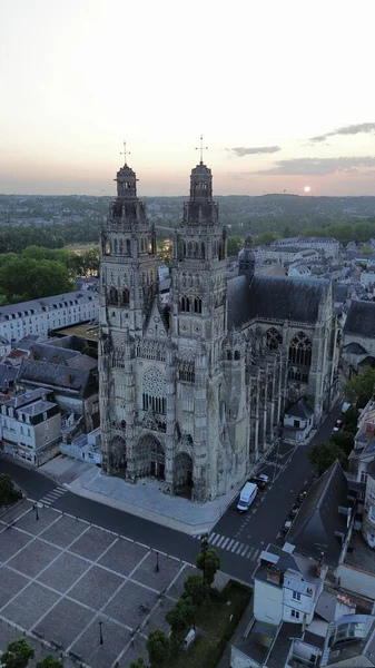 Drohnenfotos Kathedrale Saint Gatien Cathedrale Saint Gatien Tours Frankreich — Stockfoto