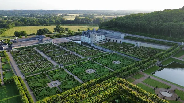 Dron Zdjęcie Villandry Zamek Chateau Villandry Francja Europe — Zdjęcie stockowe