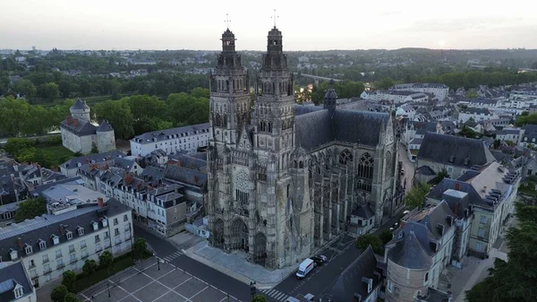Drone Foto Cattedrale Saint Gatien Cattedrale Saint Gatien Tours Francia — Foto Stock