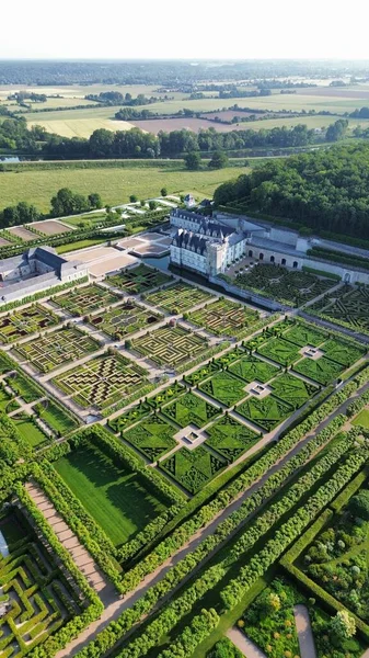 Drone Photo Villandry Castle Chateau Villandry France Europe — Stock Photo, Image
