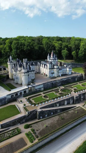 Drone Foto Usse Castelo Chateau Usse França Europa — Fotografia de Stock