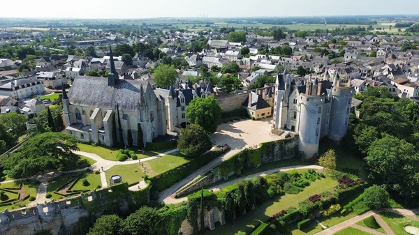 Φωτογραφία Drone Montreuil Bellay Castle Chateau Montreuil Bellay France Europe — Φωτογραφία Αρχείου