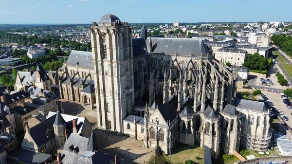 Drone Foto Cattedrale Saint Julien Mans Cathascar Saint Julien Mans — Foto Stock