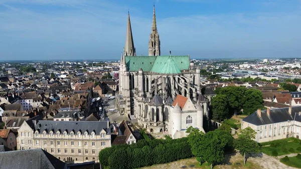 Drone Foto Cattedrale Notre Dame Cattedrale Notre Dame Chartres Francia — Foto Stock