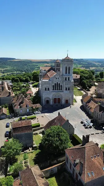 Dron Zdjęcie Vezelay Abbey Basilique Vezelay Francja Europe — Zdjęcie stockowe