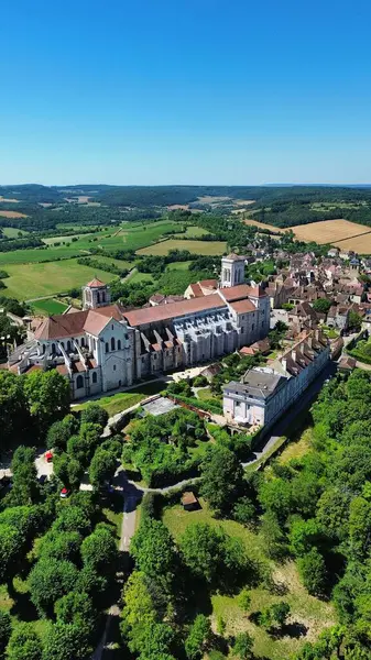 Drone Foto Vezelay Abbey Basilique Vezelay Frankrijk — Stockfoto