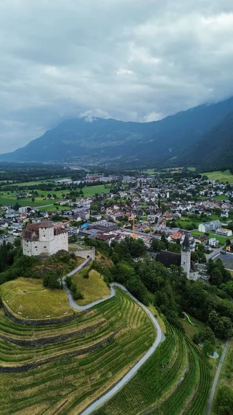 Drone Photo Gutenberg Castle Liechtenstein Europe — Stock Photo, Image