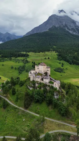 Drone Photo Tarasp Castle Schloss Tarasp Switzerland Europe — Stock Photo, Image