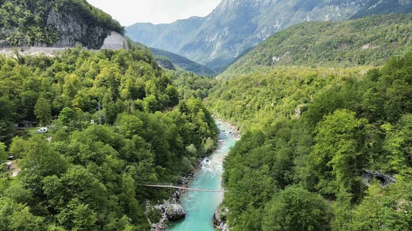 Drone Foto Soca Gorge Velika Korita Soce Slovenia Europa — Fotografia de Stock