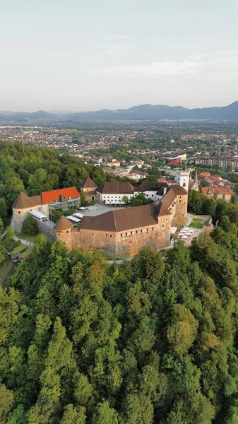 Drone Photo Château Ljubljana Ljubljanski Diplômé Ljubljana Slovénie Europe — Photo