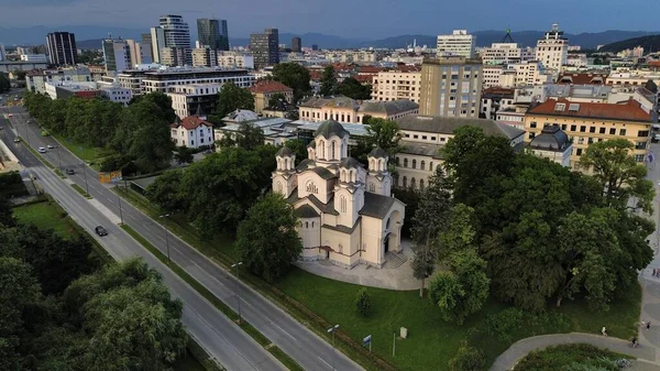 İHA fotoğrafları. Cyril ve methodius Kilisesi, Pravoslavna cerkev sv. cirila in metoda v ljubljani ljubljana slovenia europe