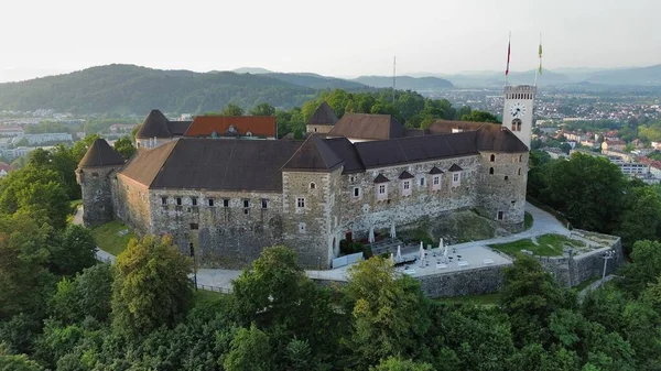 Фото Беспилотника Люблянский Замок Люблянский Град Европа Словения — стоковое фото