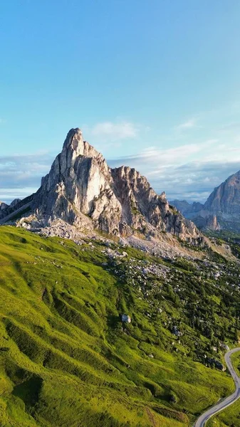 Drone View Giau Pass Dolomieten Italië — Stockfoto