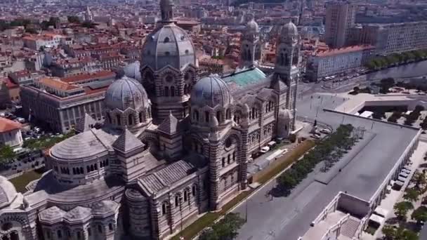 Drohnenvideo Major Cathedrale Cathedrale Major Marseille Frankreich Europa — Stockvideo