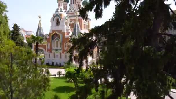 Drone Video Catedral San Nicolás Catedral San Nicolás Niza Francia — Vídeo de stock